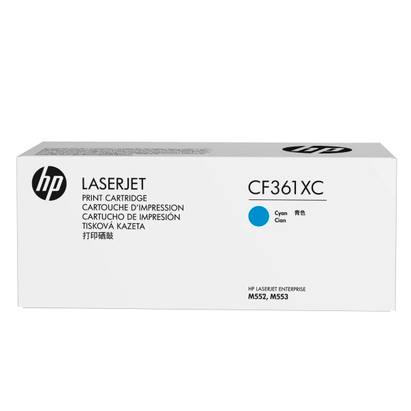 HP 508X Color LaserJet M552, M553, (Flow) MFP M577 High Yield Cyan Original LaserJet Contract Toner Cartridge (9,500 Yield)