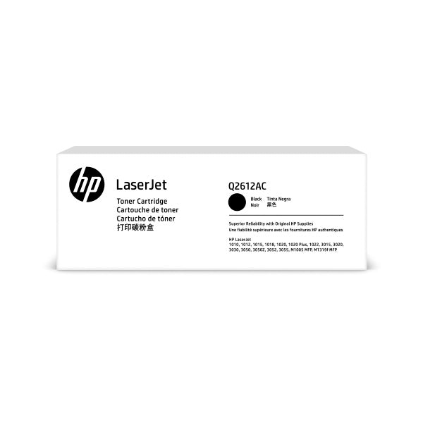HP 12A LaserJet 1012, 1018, 1020, 1022, 3015, 3020, 3030, 3050, 3052, 3055, M1319f MFP Original LaserJet Contract Toner Cartridge (2,000 Yield)