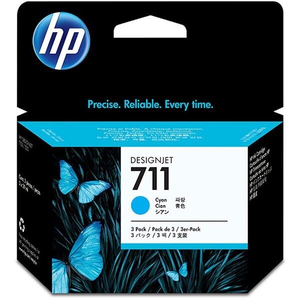 HP 711 (CZ134A) 3-Pack Cyan Original Ink Cartridges (3 x 29 ml) Open Box