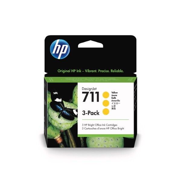 HP 711 (CZ136A) 3-Pack Yellow Original Ink Cartridges (3 x 29 ml) Open Box