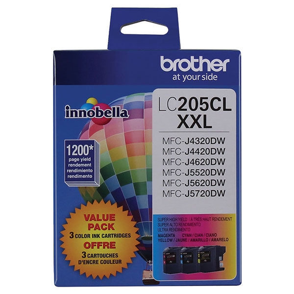 Brother Super High Yield C/M/Y Ink Cartridge 3-Pack (Includes OEM# LC205C LC205M LC205Y) (3 x 1200 Yield)