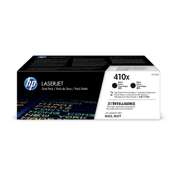 HP 410X (CF410XD) 2-Pack High Yield Black Original LaserJet Toner Cartridges (2 x 6500 Yield)