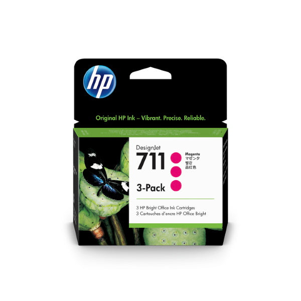 HP 711 (CZ135A) 3-Pack Magenta Original Ink Cartridges (3 x 29 ml)