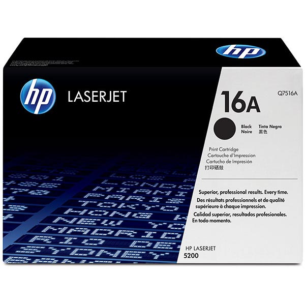 HP 16A (Q7516A) Black Original LaserJet Toner Cartridge (12000 Yield)