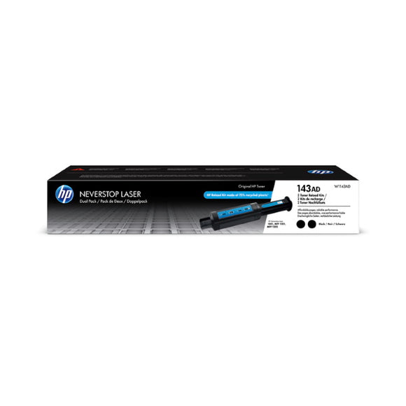 HP 143A (W1143AD) Dual Pack Black Original Neverstop Toner Reload Kit (2500 Yield)